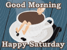 Saturday Morning Tiny Girl In Hot Coffee  GIF