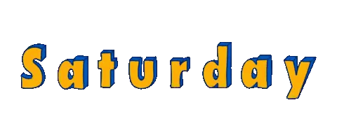 Saturday Written In Yellow And Blue Sticker