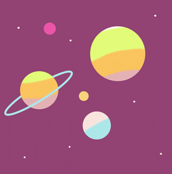 Saturn And Other Planets Violet Background GIF