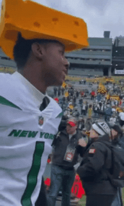 Sauce Gardner Wearing Cheese Hat GIF