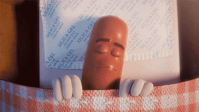 Sausage Lying On Bed With Silica Gel GIF