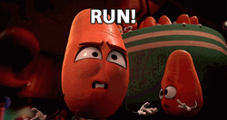 Sausage Party Run Freaking Out GIF