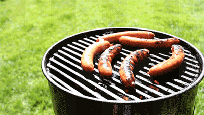 Sausages Cooking On Grill GIF