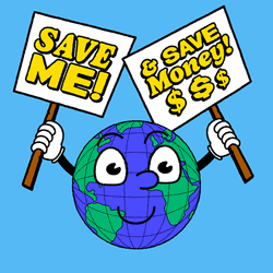 Save Money Earth Holding Signboards GIF