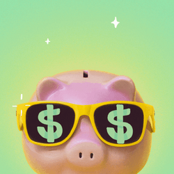 Save Money Piggy Bank With Dollar Eyeglasses GIF
