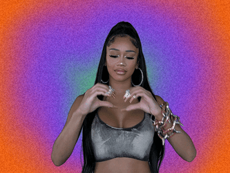 Saweetie Rainbow Heart Hand GIF