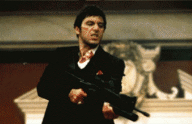 Say Hello To My Little Friend Man Shooting A Gun GIF