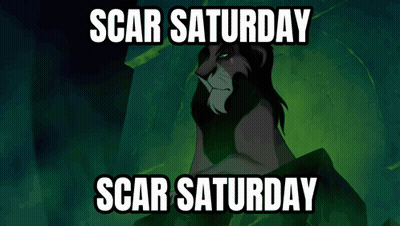 Scar Sitting On Rock Saying Scar Saturday GIF