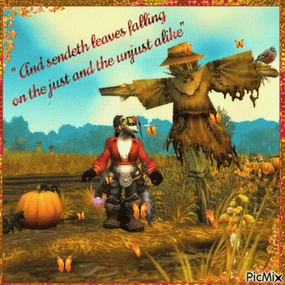 Scarecrow And Sendeth Leaves Falling GIF