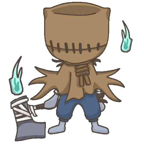 Scarecrow With Bag Head And Ghost Behind Sticker