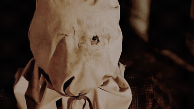 Scarecrow With Hole In Eye Wearing White Cloth GIF