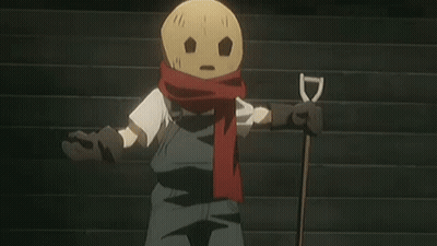 Scarecrow With Scarf And Shovel GIF