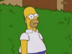 Scared Homer Disappearing On The Leaves Plants   GIF