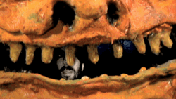 Scared Man Inside The Big Monster's Mouth With Missing Teeth  GIF