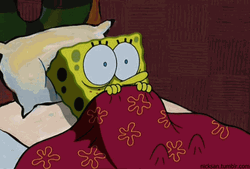 Scared SpongeBob In Bed GIF