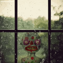 Scary Face Looking Out The Window GIF