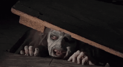 Scary Face Sticking Out Of Wooden Box GIF