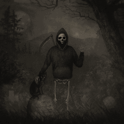 Scary Grim Reaper Waving In Dark GIF