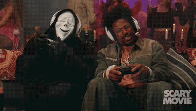 Scary Movie Poster Two Men Playing Video Games GIF