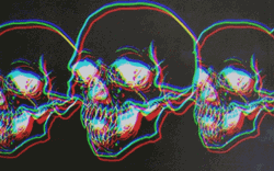 Scary Skull Black & White Glitching GIF