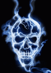Scary Skull Blue Burning Head GIF