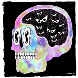 Scary Skull Colorful Art GIF