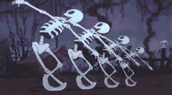 Scary Skull Dancing In Group GIF