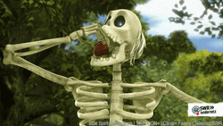Scary Skull Eating Apple GIF
