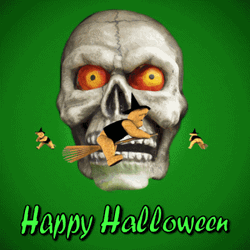 Scary Skull Happy Halloween Greeting GIF