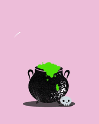 Scary Skull Jumping Art GIF