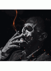 Scary Skull Smoking GIF