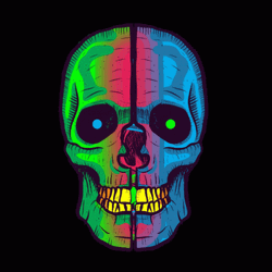 Scary Skull Tokebi Colorful Artwork GIF