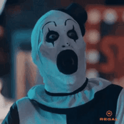 Scary Surprised Clown In Regal Shirt GIF