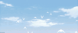 Scenic Anime White Birds Flying In Sky