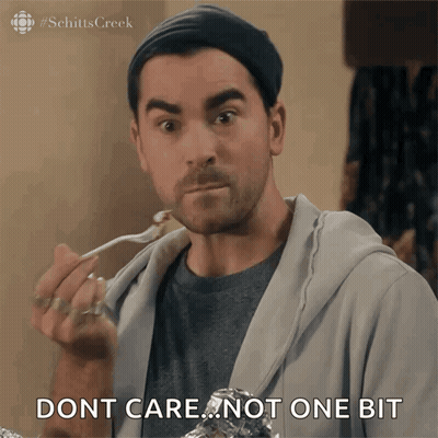 Schitt's Creek Man Eating With Fork Dont Care Not One Bit GIF