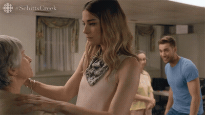 Schitt's Creek Woman Hugging Elderly Woman GIF