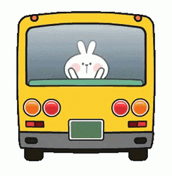 School Bus Cute Rabbit GIF