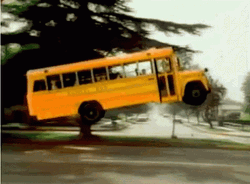 School Bus Flying High Floating GIF