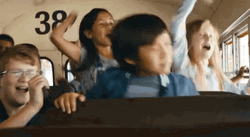 School Bus Kids Cheering GIF
