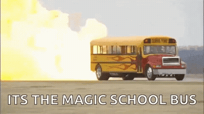 School Bus With Flames On Fire GIF