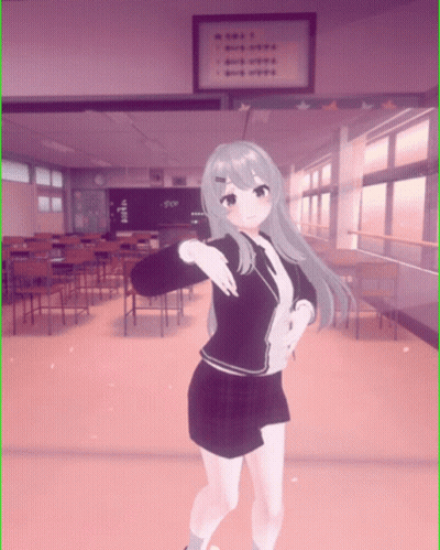 Schoolgirl Dancing In Classroom With A Sign GIF