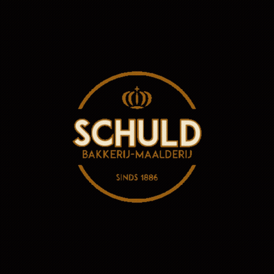 Schuld Bakkerij-Maalderij Logo On Black Background GIF