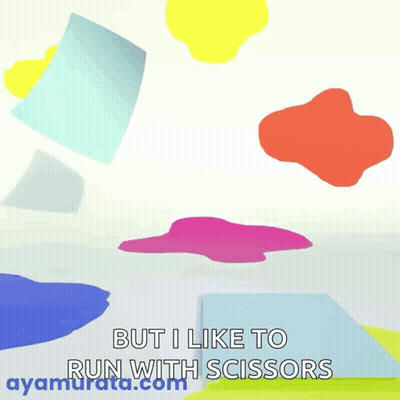 Scissors With Googly Eyes Saying But I Like To Run With Scissors GIF