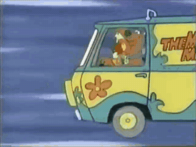 Scooby Doo And His Friends Are Driving A Mystery Machine Van GIF