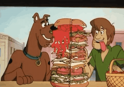 Scooby Doo and Shaggy Eating Large Sandwich