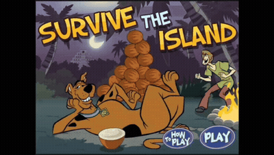 Scooby Doo And Shaggy On Survive The Island Video Game Cover GIF