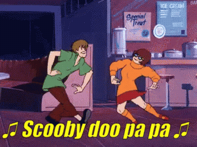 Scooby Doo And Velma Dancing In Front Of Ice Cream Shop GIF