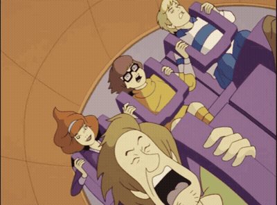 Scooby Doo Characters Riding Roller Coaster GIF
