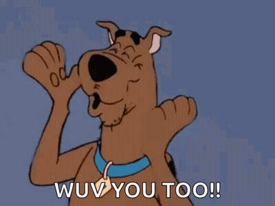 Scooby Doo Giving A Thumbs Up With The Words Wuv You Too GIF