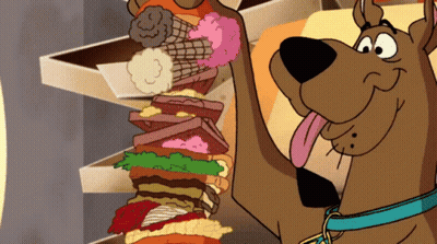 Scooby Doo Holding Sandwiches And Ice Cream GIF